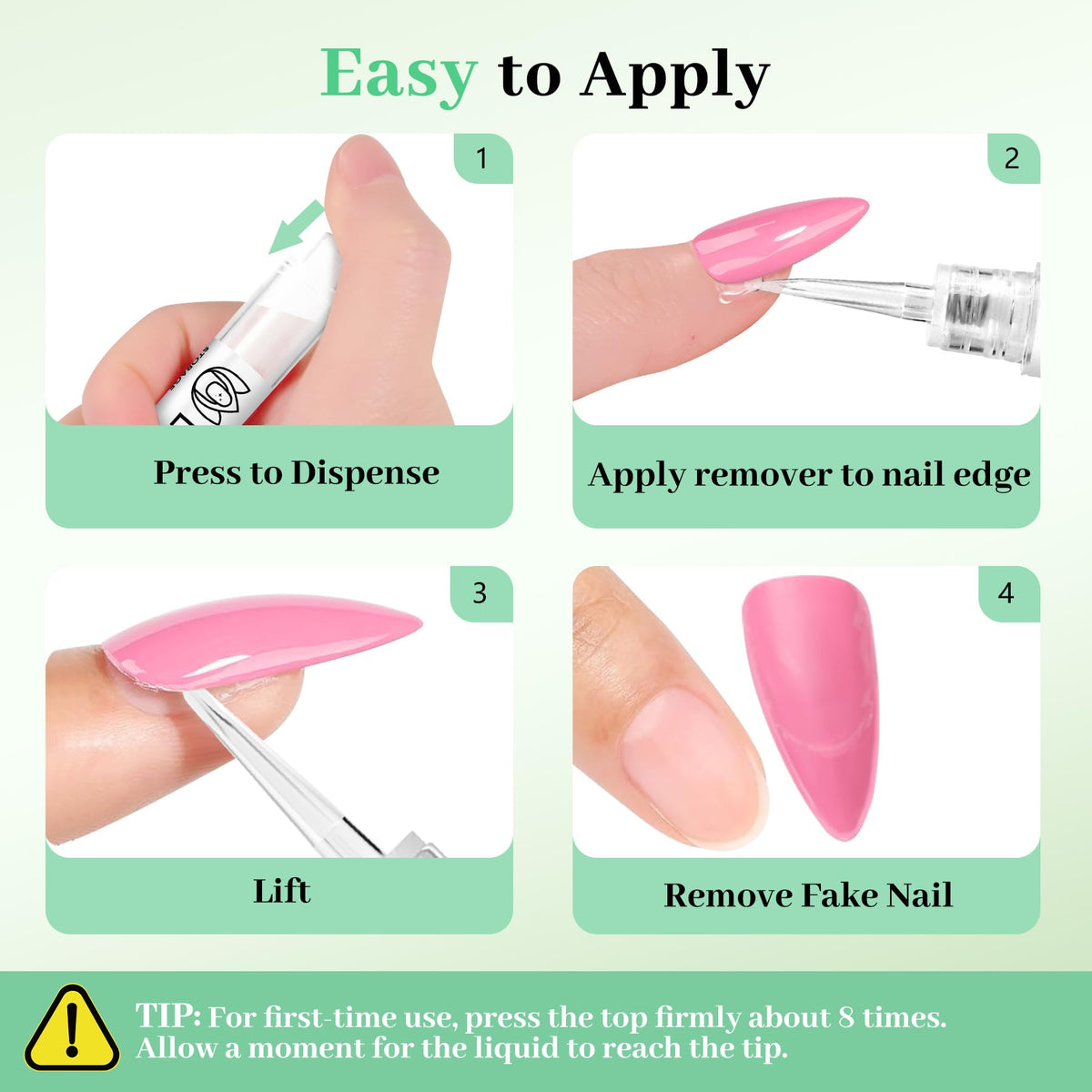 LEYKOSH Nail Glue Remover pen with press on nails for context