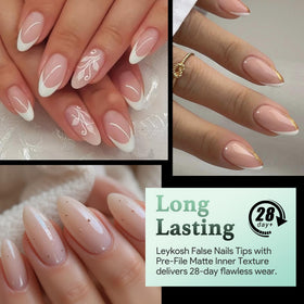LEYKOSH Short Almond Nail Tips 15 sizes packaging