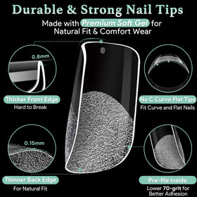 LEYKOSH Short Square Nail Tips 240pcs close-up of tips