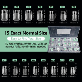 LEYKOSH Short Square Nail Tips 240pcs with nail art tools