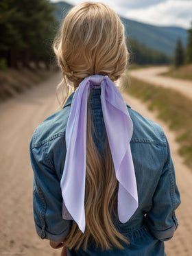 LFOUVRE scrunchie worn as a bracelet on wrist