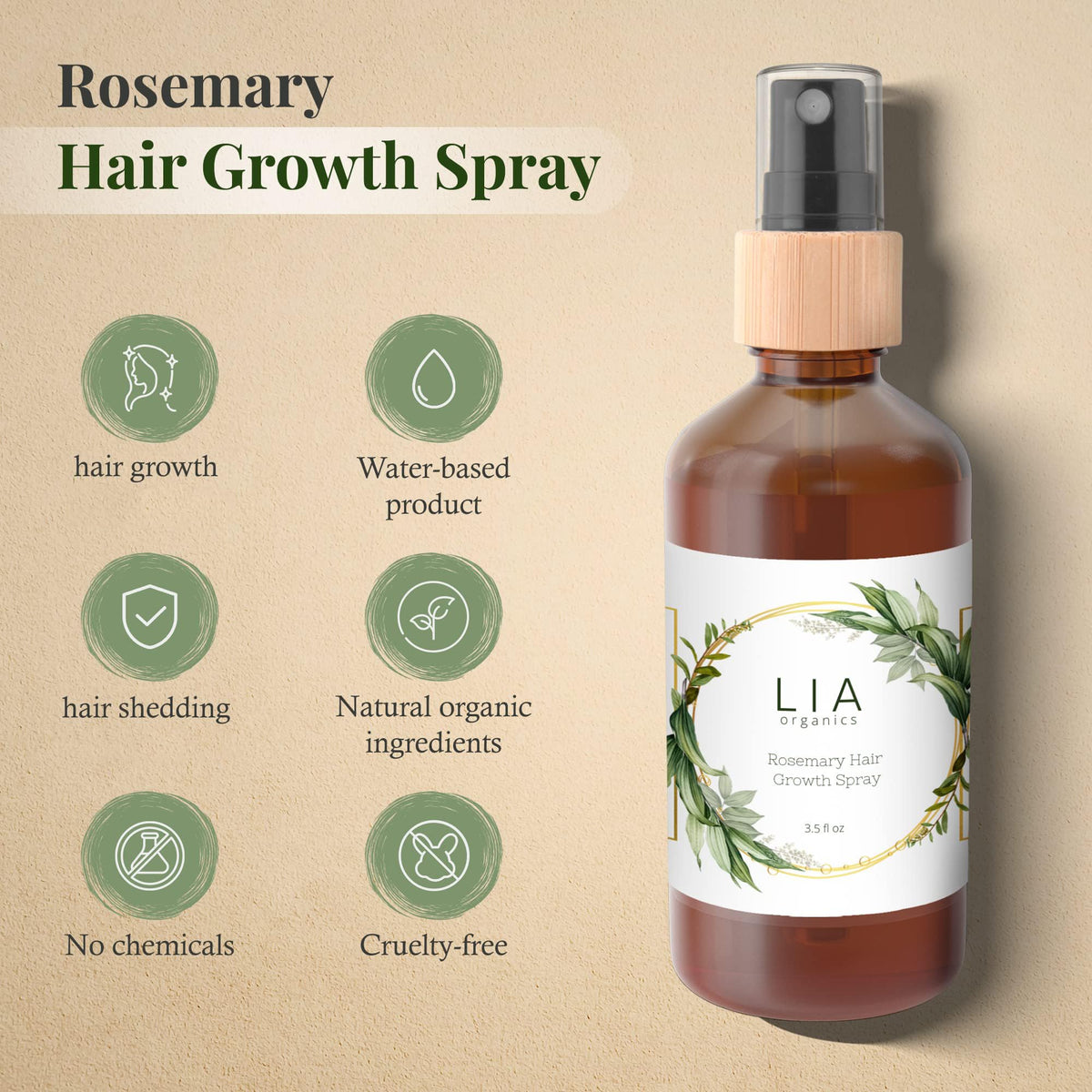 Lia Organics Rosemary Hair Growth Scalp Spray side view