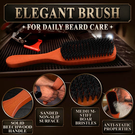 LIBERHAUS Men's Beard Brush back view highlighting wooden construction