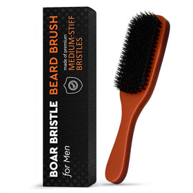 LIBERHAUS Men's Beard Brush front view with wooden handle