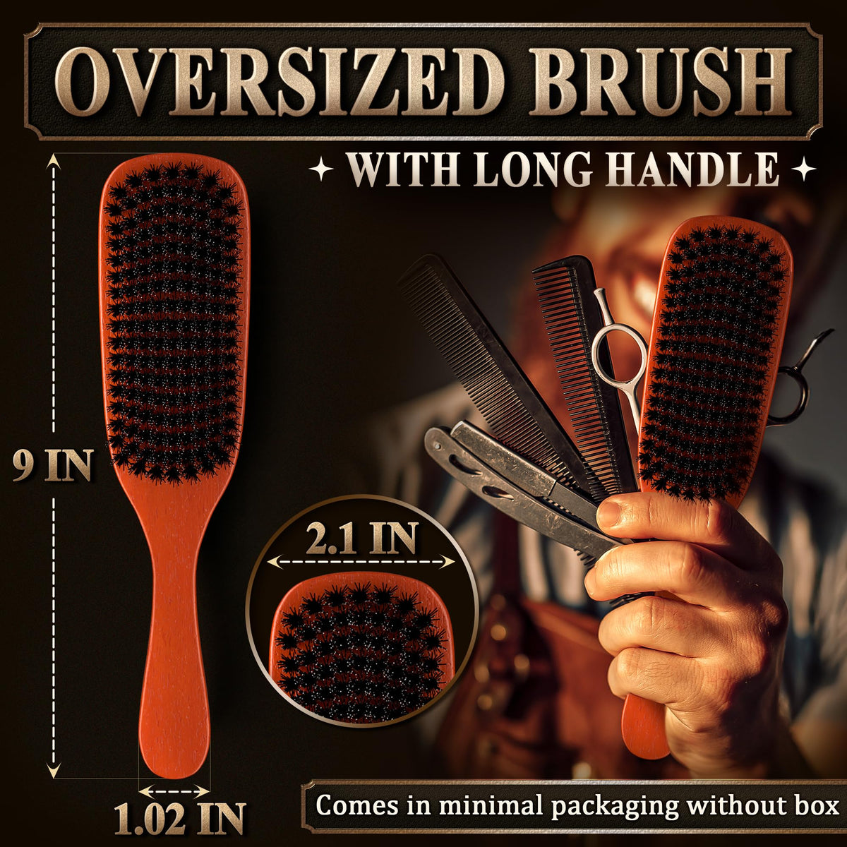 LIBERHAUS Men's Beard Brush side view showing soft boar bristles