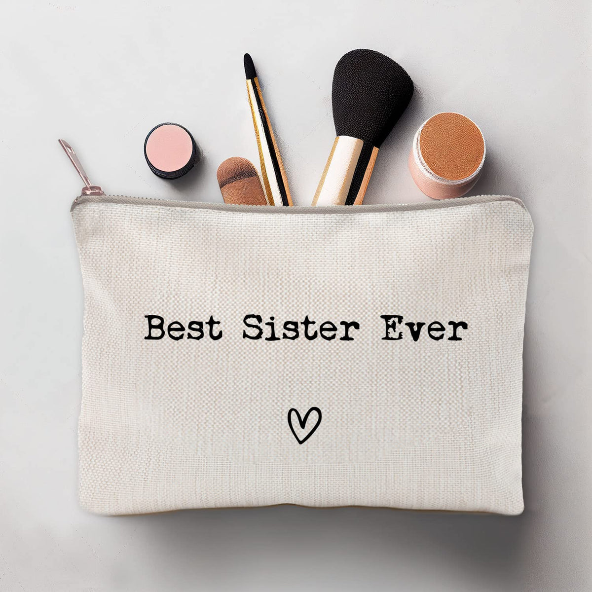 LICOBG Best Sister Ever Makeup Case filled with cosmetics