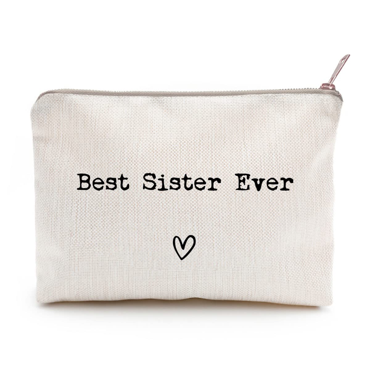 LICOBG Best Sister Ever Makeup Case front view in linen fabric
