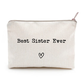 LICOBG Best Sister Ever Makeup Case front view in linen fabric