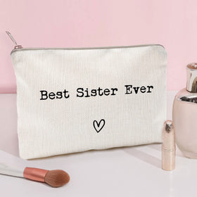 LICOBG Best Sister Ever Makeup Case showing golden brass zipper