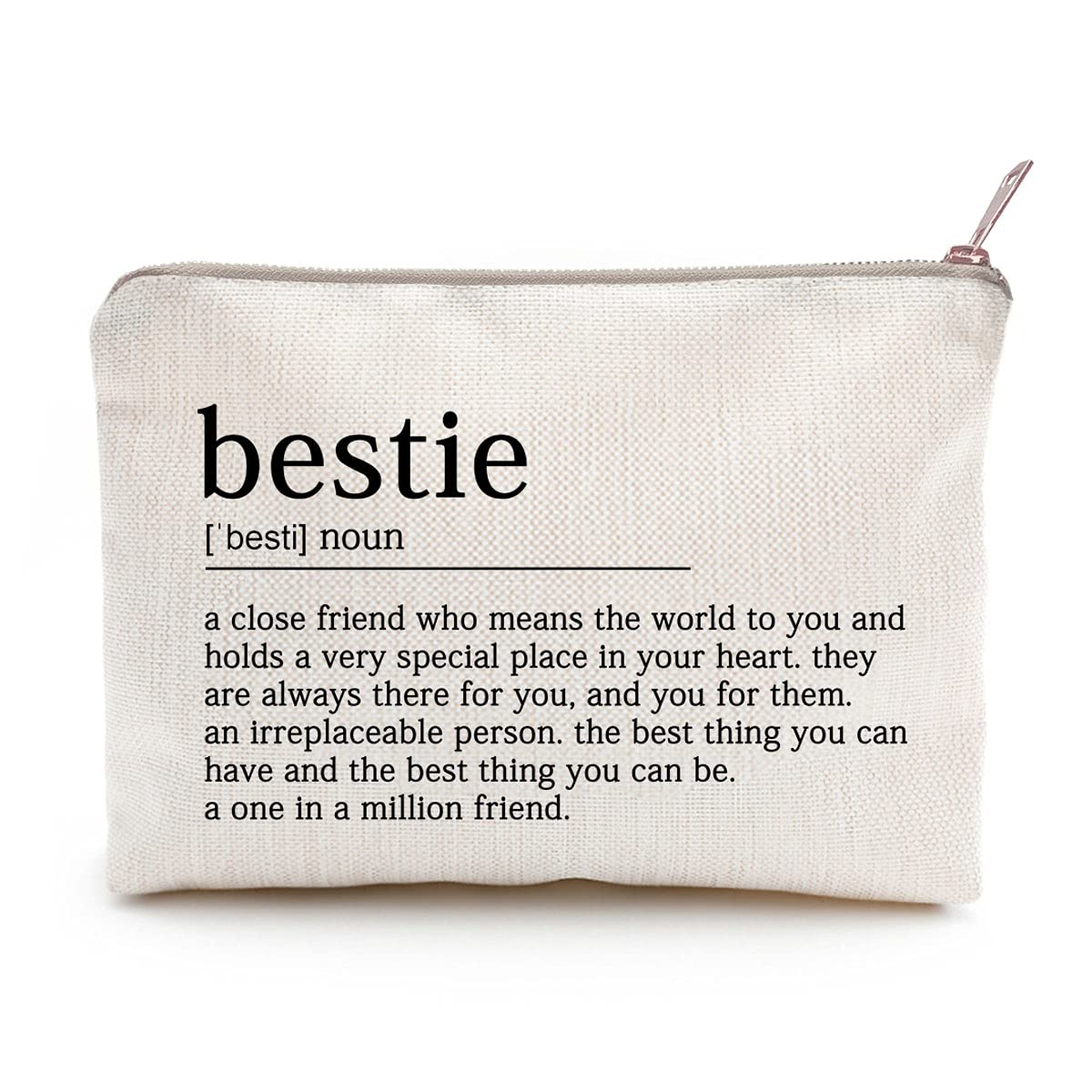 LICOBG Bestie Makeup Case front view with golden brass zipper