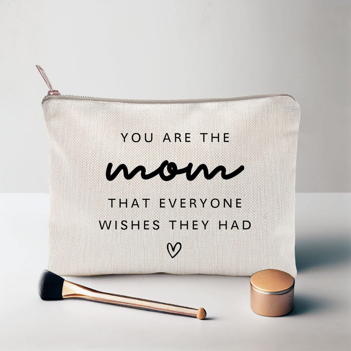 LICOBG Makeup Bag for Mom, soft linen cotton fabric close-up