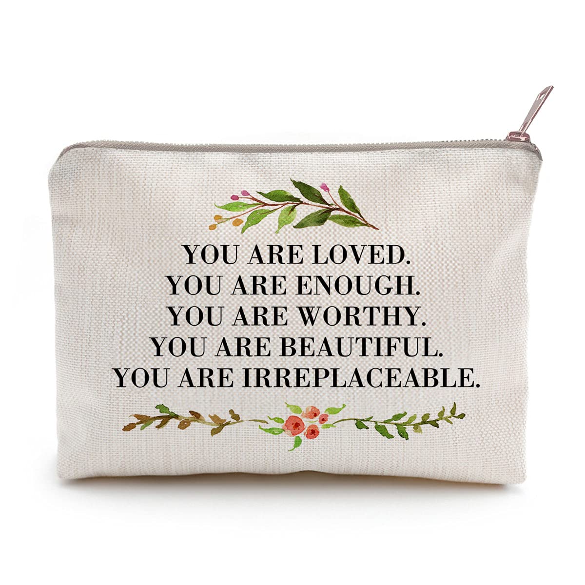 LICOBG You Are Loved Makeup Case front view with motivational quote
