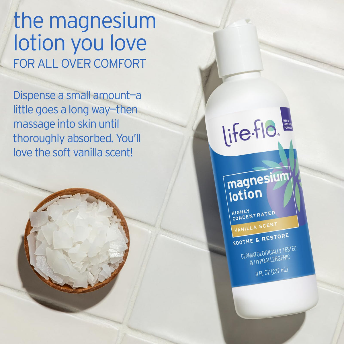 LIFE-FLO Magnesium Lotion 8oz pump dispensing lotion
