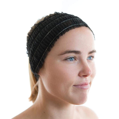 LIFESOFT Disposable Facial Spa Headbands black pack front view