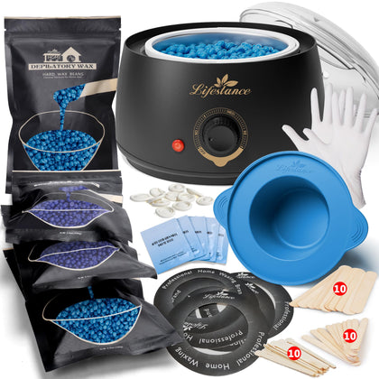 Lifestance Complete Home Waxing Kit with wax warmer and accessories