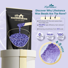 Lifestance Hard Wax Beans package details with lavender wax beads