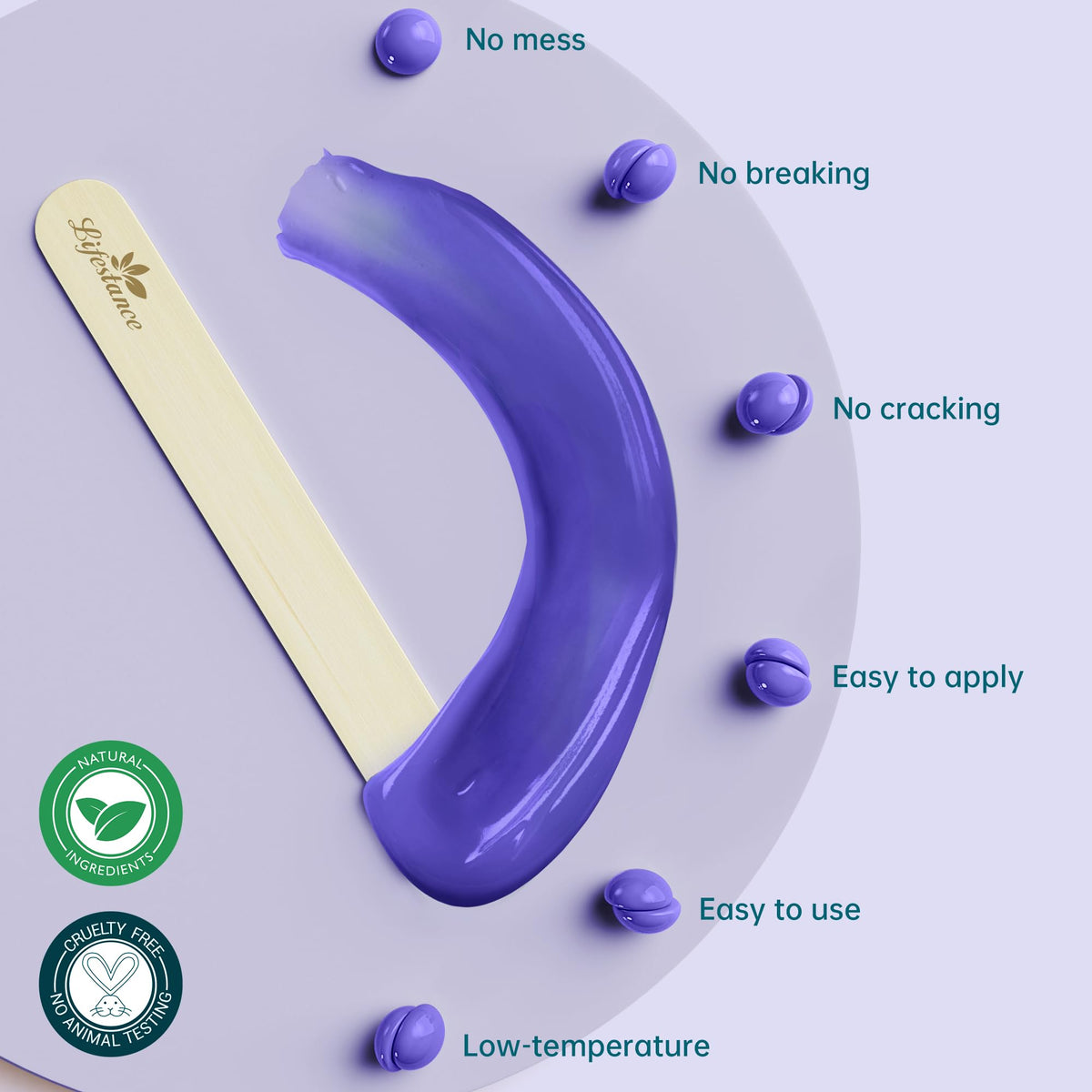 Lifestance Lavender Wax Beads in use during waxing