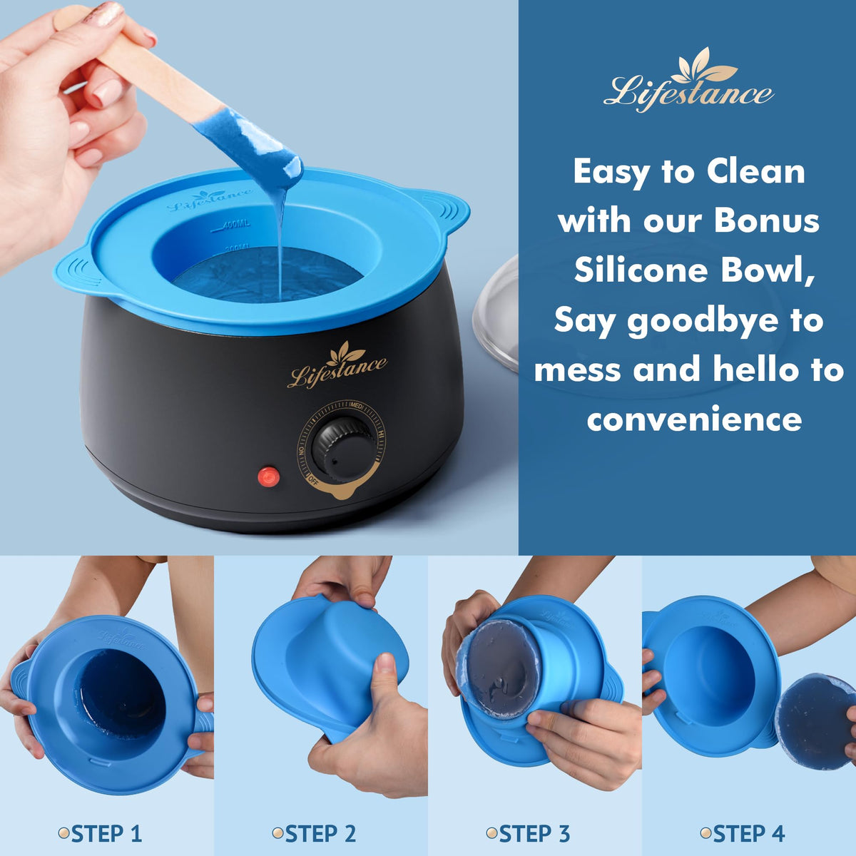 Lifestance wax warmer in action with wax pot