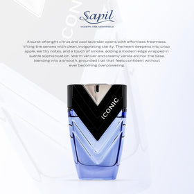 Lifestyle image of a man applying Sapil Iconic Perfume
