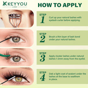 Lifestyle image of a model wearing KEYYOU lash clusters