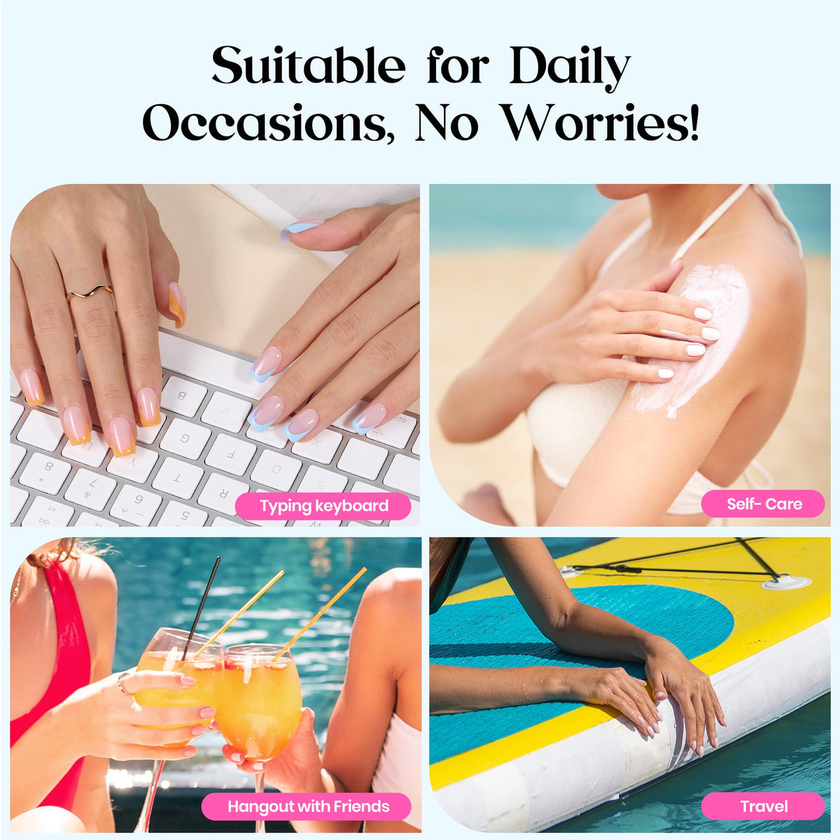 Lifestyle image of a person applying press on nails