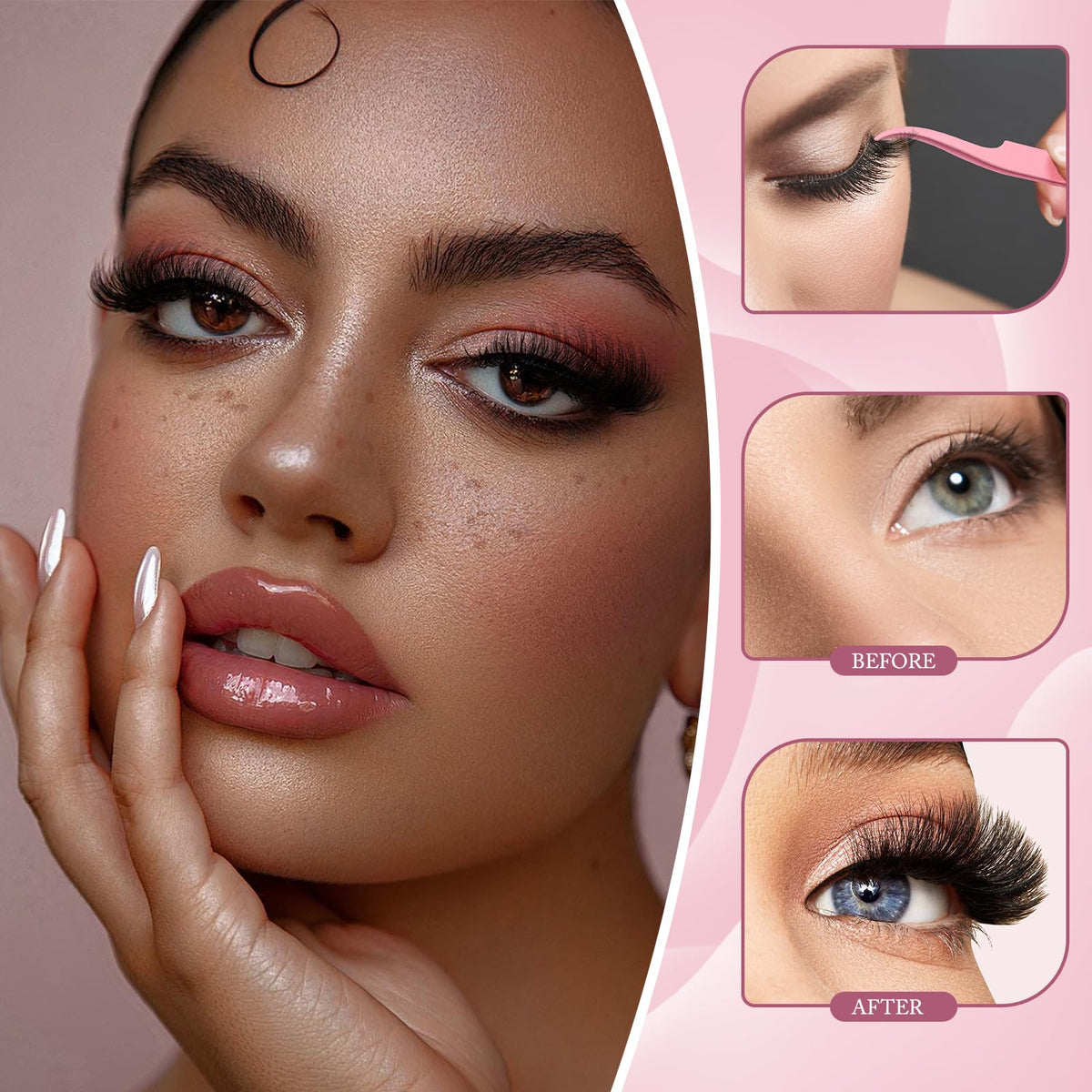 Lifestyle image of a person applying YIDUO eyelash extensions