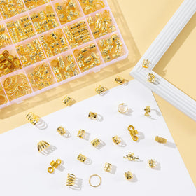Lifestyle image of a person wearing gold hair jewelry