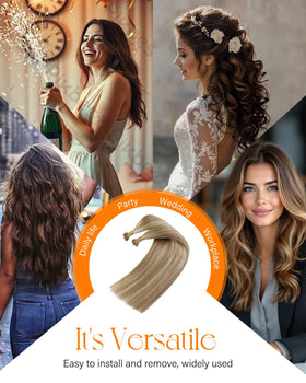 Lifestyle image of a woman wearing Sunny Hair extensions
