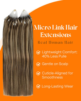 Lifestyle image of a woman wearing Sunny Hair Micro Bead Extensions