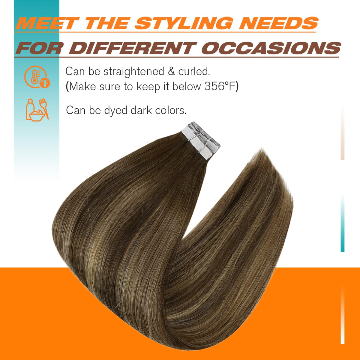 Lifestyle image of a woman wearing Sunny Hair Tape in Extensions