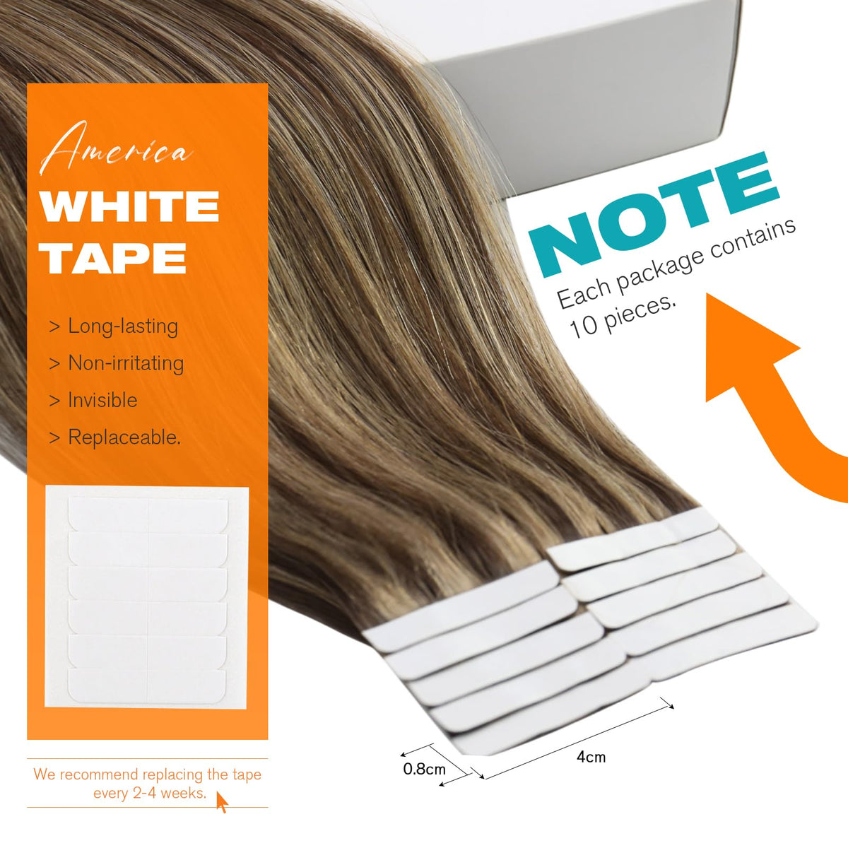 Lifestyle image of a woman wearing Sunny Hair Tape in Hair Extensions