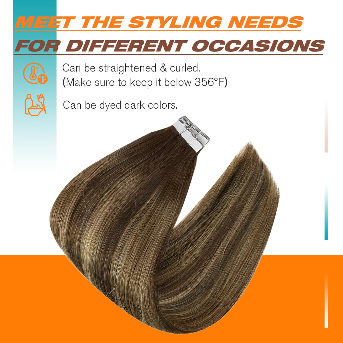 Lifestyle image of a woman wearing Sunny Hair Tape in Hair Extensions