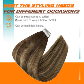 Lifestyle image of a woman wearing Sunny Hair Tape in Hair Extensions