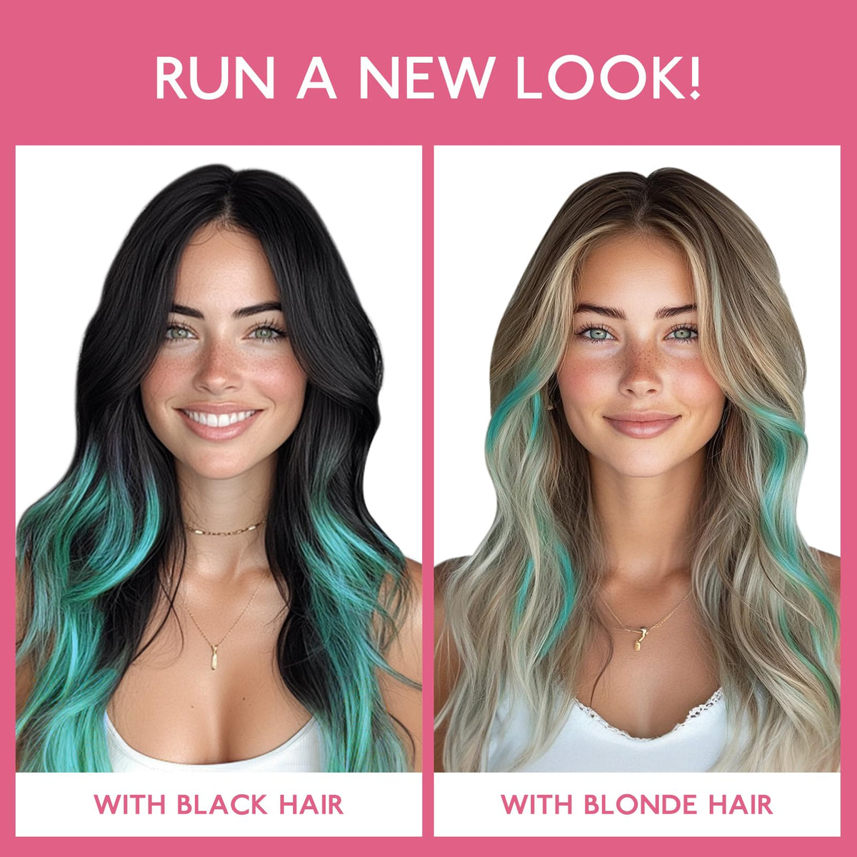 Lifestyle image of a woman wearing Wennalife Teal Green Clip-In Hair Extensions