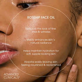 Lifestyle image of Advanced Clinicals Rosehip Oil Face Serum on a vanity