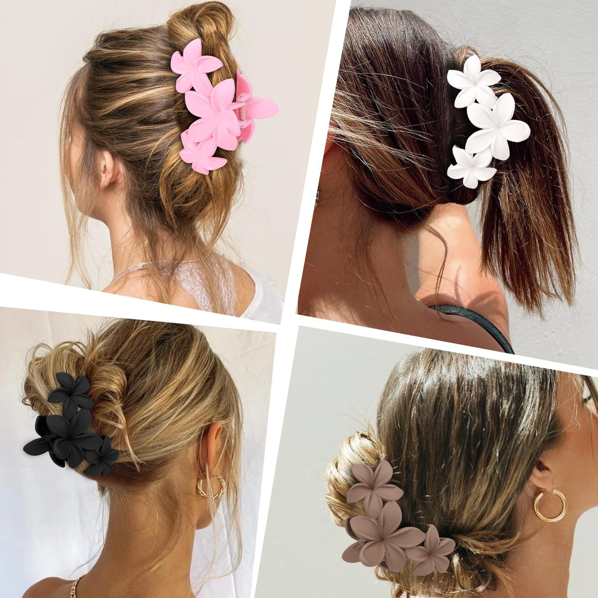 Lifestyle image of ANBALA flower hair clips in use at the beach