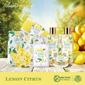 Lifestyle image of ArioseMonde Lemon Bath Gift Set in a bathroom setting
