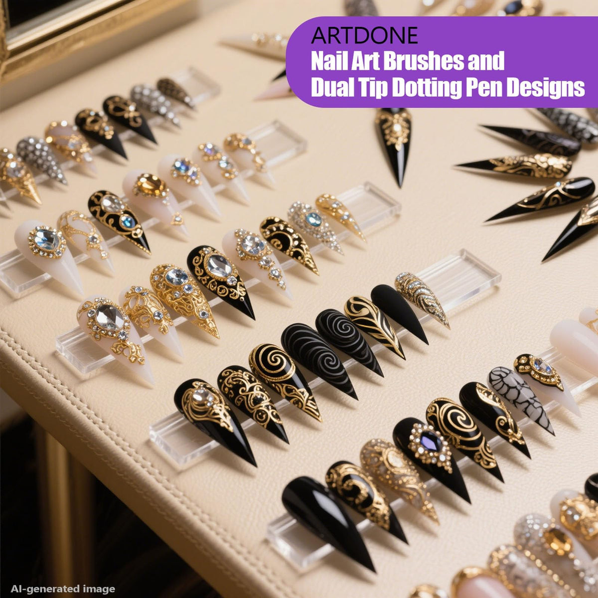 Lifestyle image of Artdone nail art brushes in use