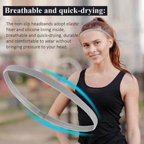 Lifestyle image of Bememo Non-Slip Sport Headbands in use during exercise