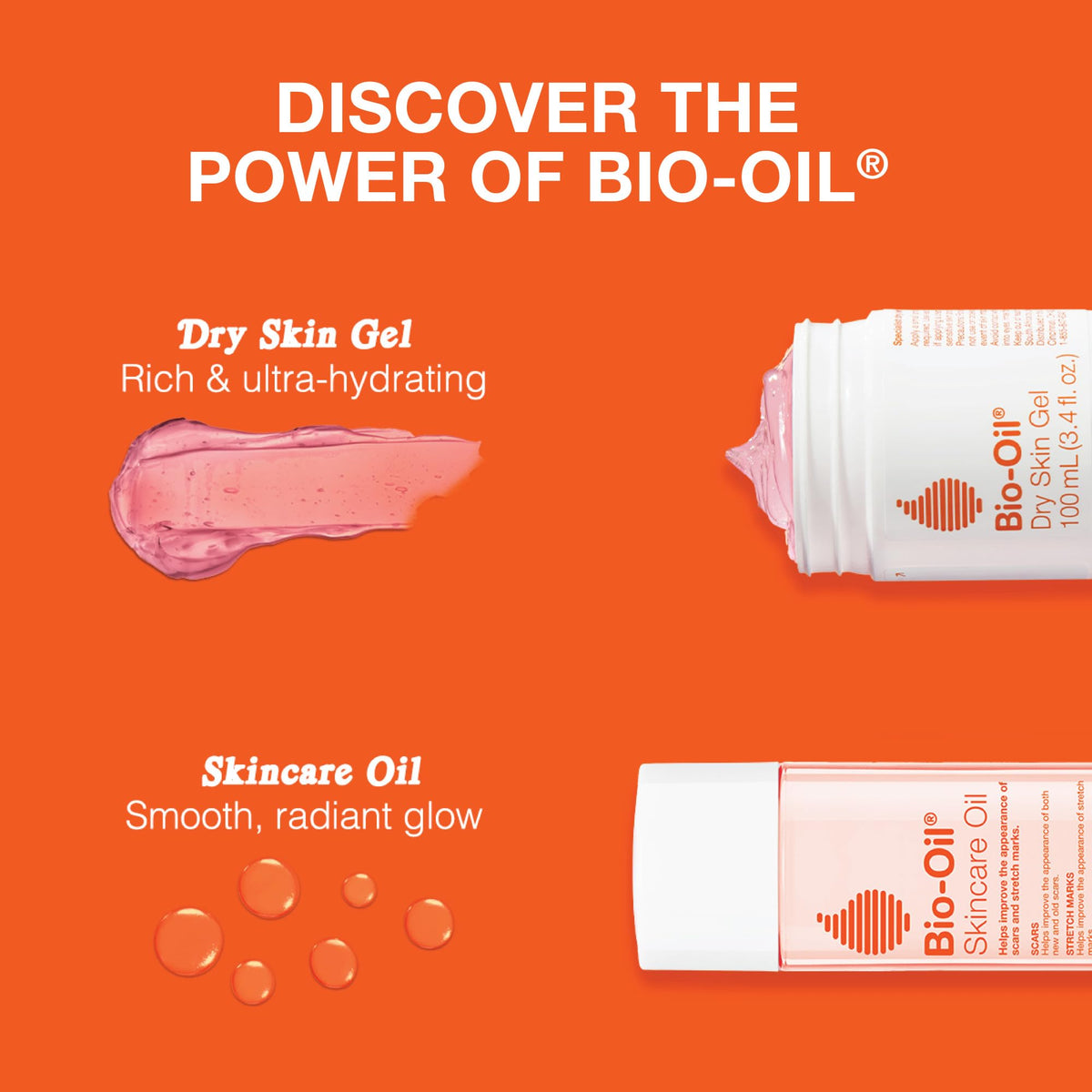 Lifestyle image of Bio-Oil products on a bathroom shelf