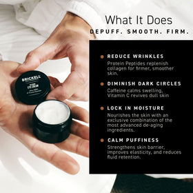 Lifestyle image of Brickell Men's Restoring Under Eye Cream in use