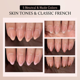 Lifestyle image of BTArtboxnails Almond Peach nails applied