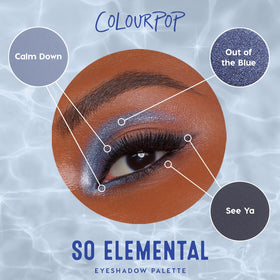 Lifestyle image of ColourPop So Elemental Eyeshadow Palette in a makeup setup
