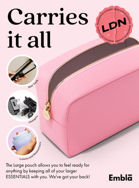 Lifestyle image of Embla Large Makeup Bag in use