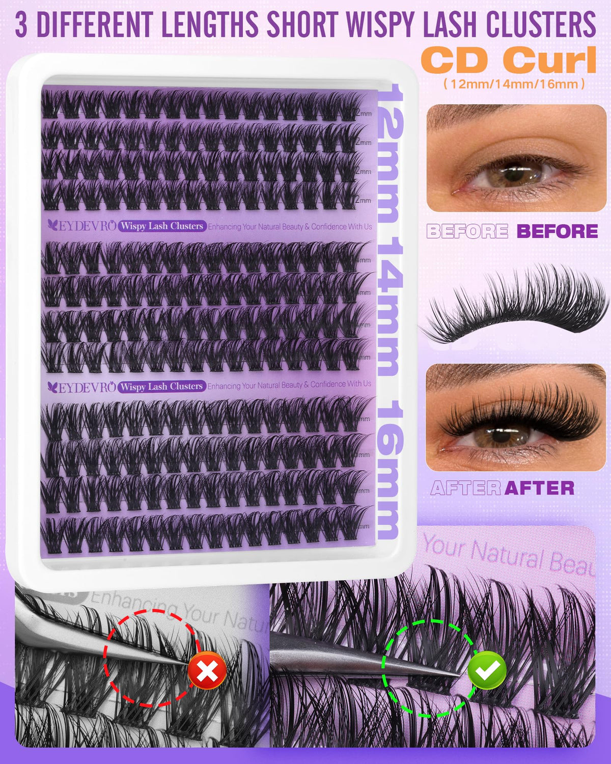 Lifestyle image of EYDEVRO Wispy Lash Clusters in use