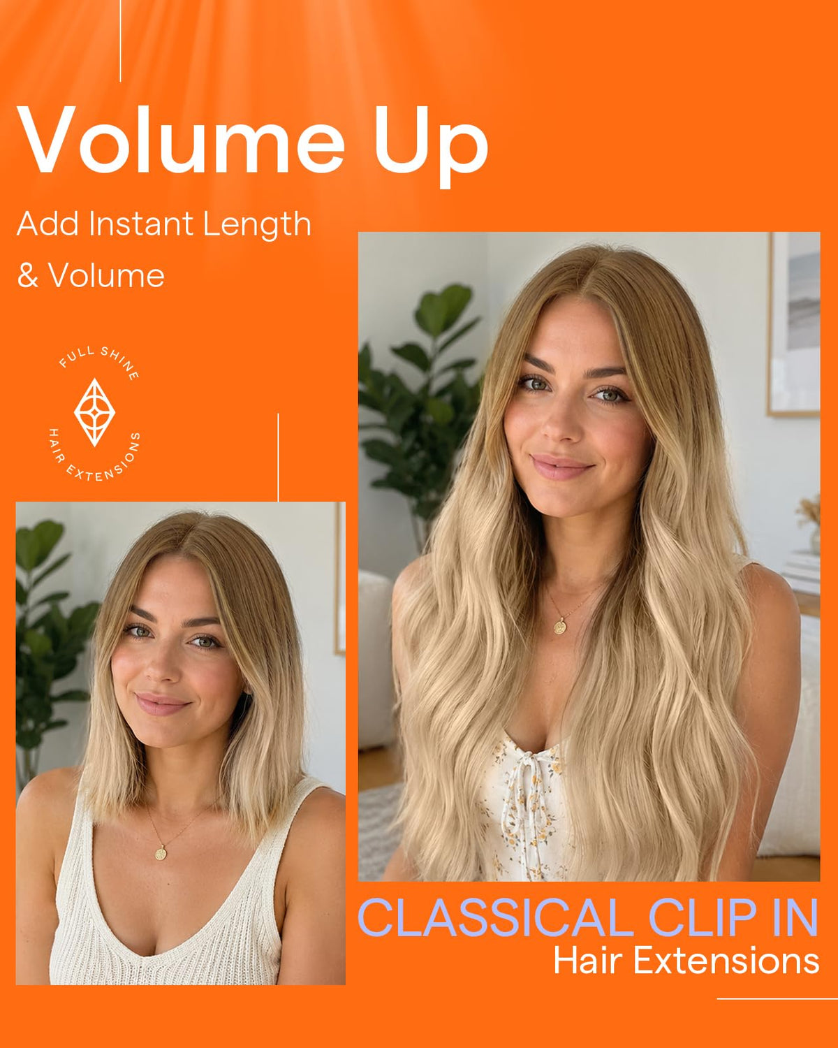 Lifestyle image of Full Shine 14 Inch Ombre Clip In Hair Extensions in use