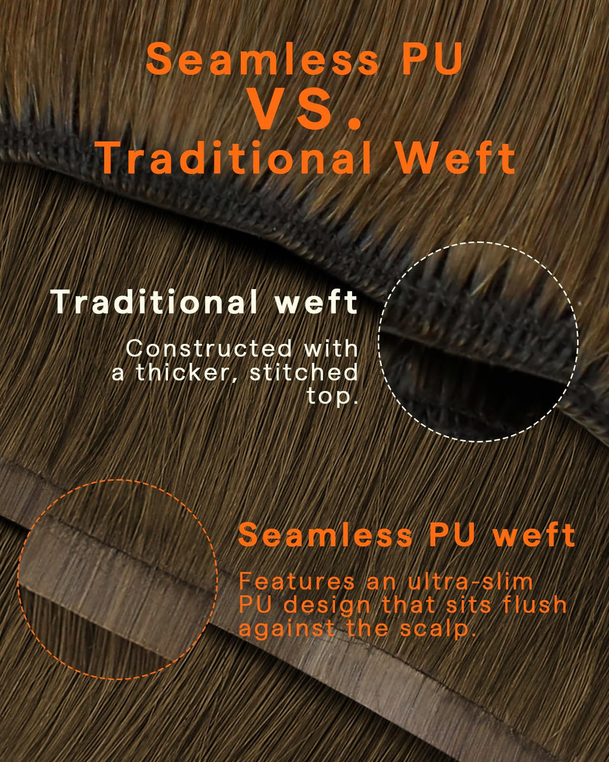 Lifestyle image of Full Shine Brown Clip-In Hair Extensions in use