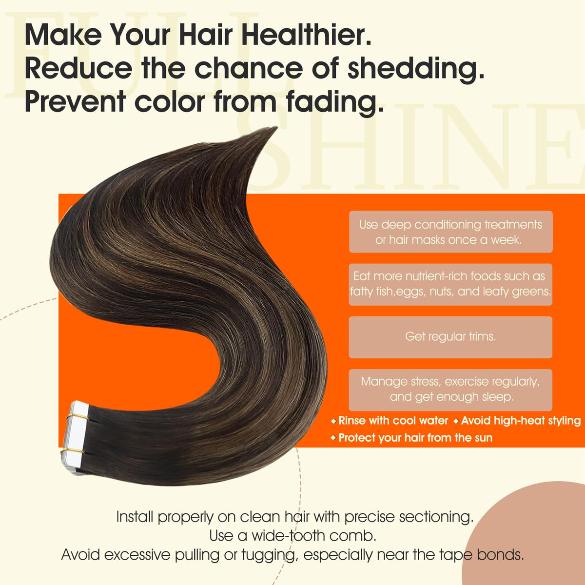 Lifestyle image of Full Shine Tape In Extensions styled in hair