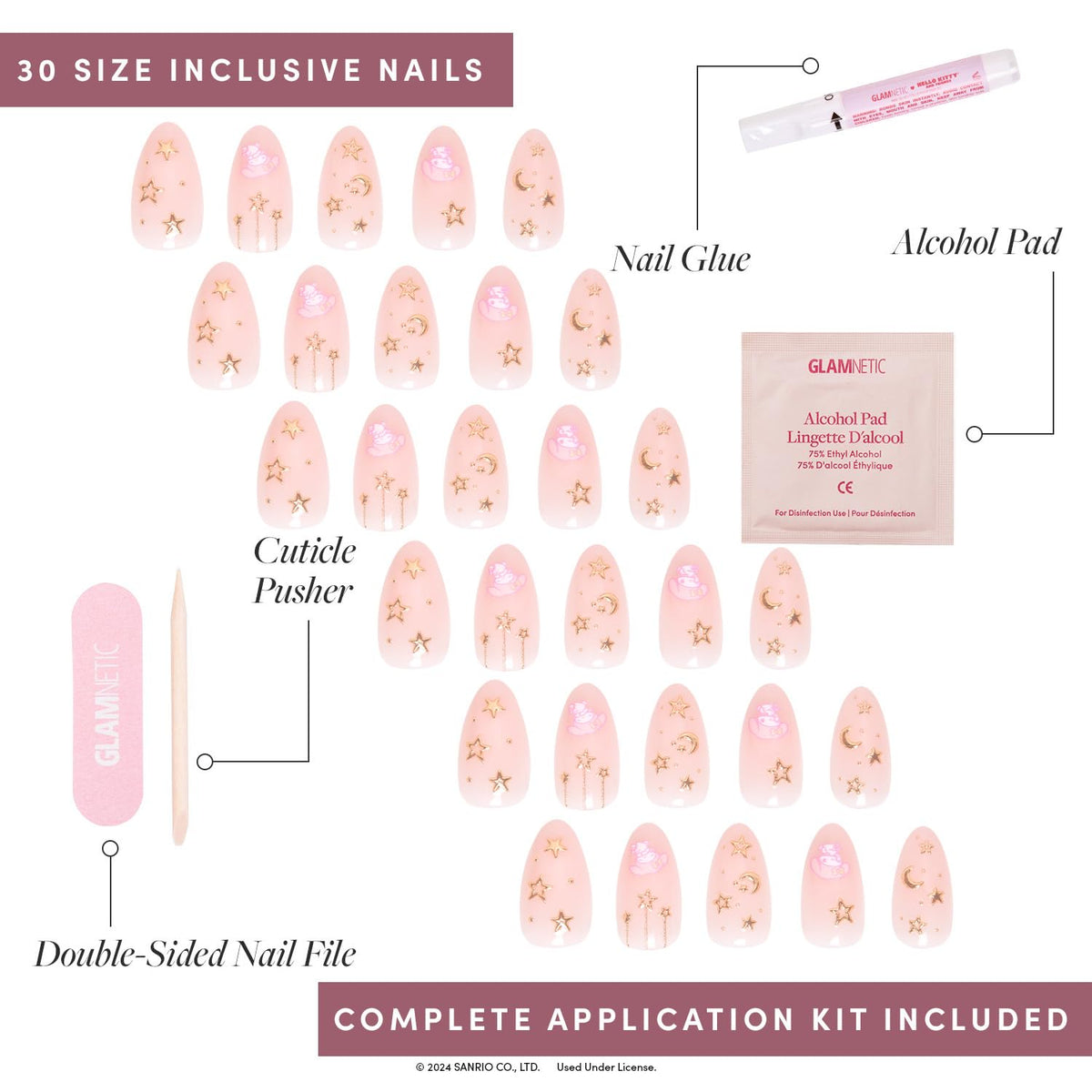 Lifestyle image of Glamnetic My Melody Press On Nails applied on hands
