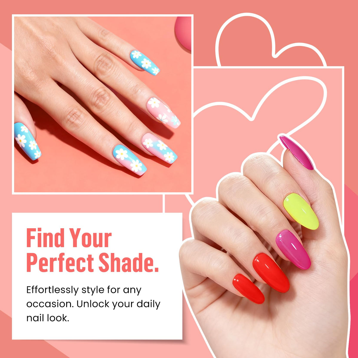 Lifestyle image of hands with colourful gel nails